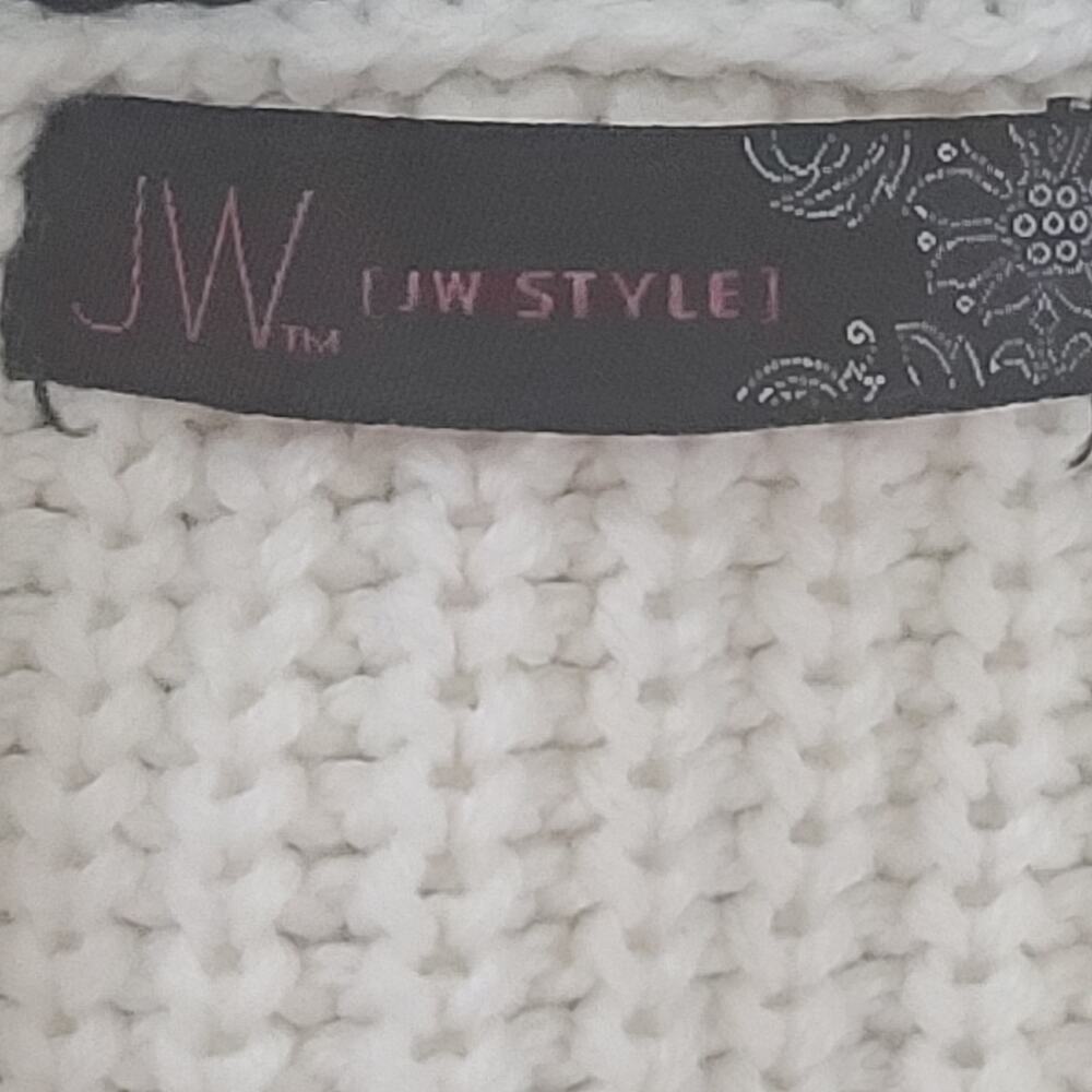 JW Style Cable knit Preppy ladies oversized sweater white&black Size Med Coastal - Picture 8 of 11